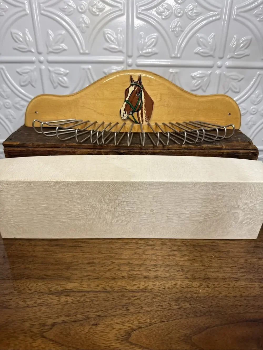 Horse Tie rack wall mount, 1950s, Made in Japan, great condition, Vintage In Box